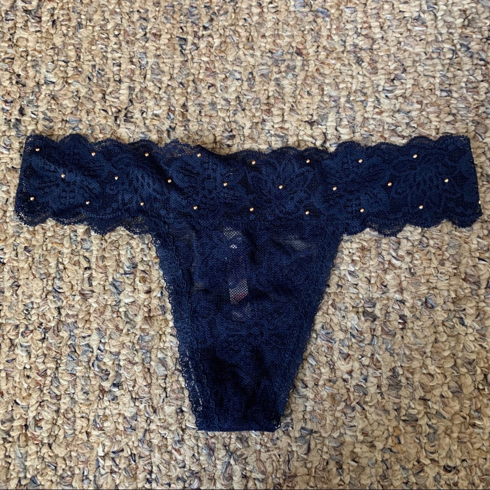 PINK blue lace thong
